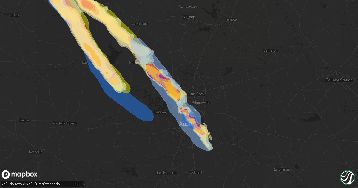 Hail map in Cedar Park, TX on May 28, 2025