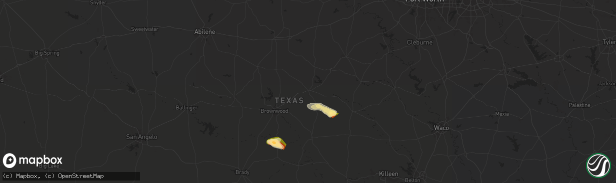 Hail map in Comanche, TX on May 28, 2025