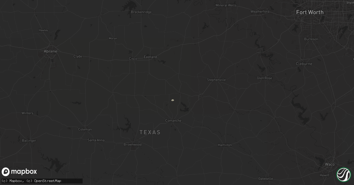Hail map in De Leon, TX on May 28, 2025
