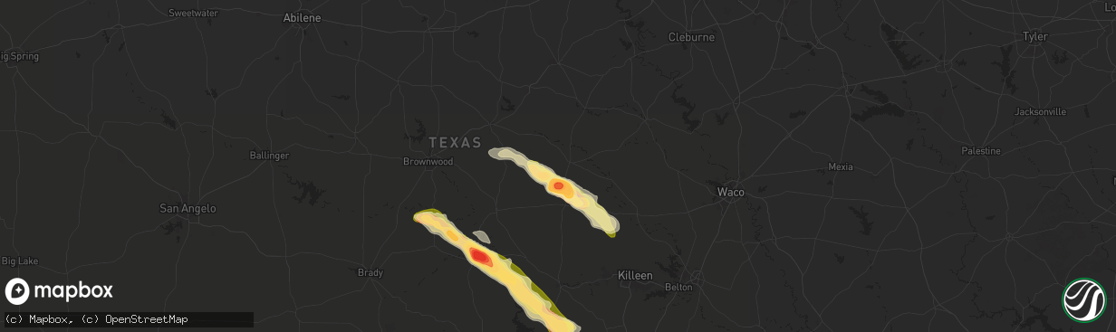 Hail map in Hamilton, TX on May 28, 2025