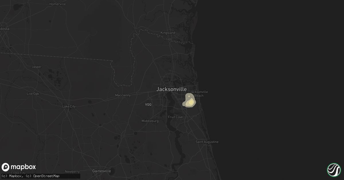 Hail map in Jacksonville, FL on May 28, 2025