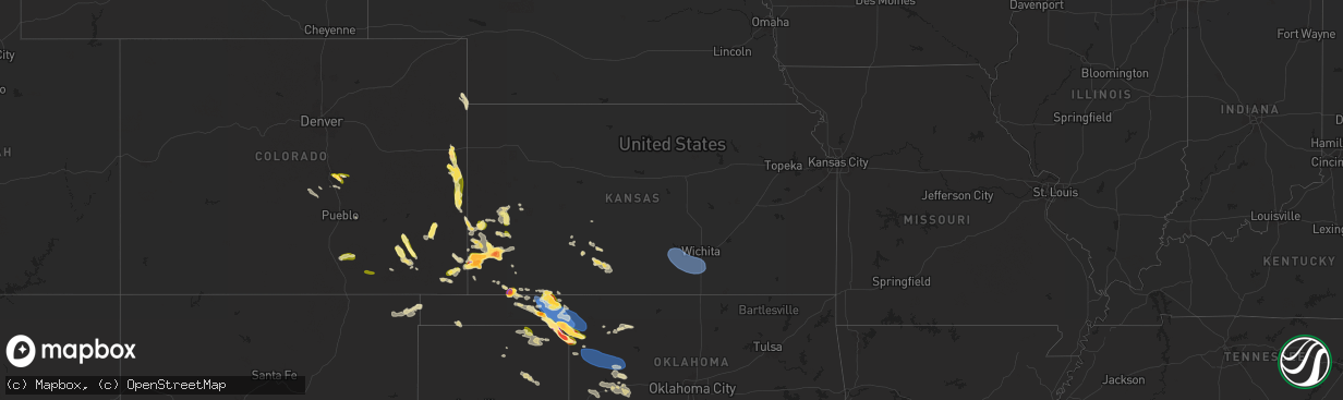 Hail map in Kansas on May 28, 2025