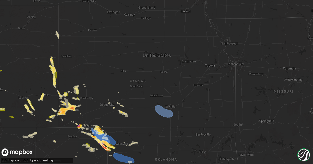 Hail map in Kansas on May 28, 2025