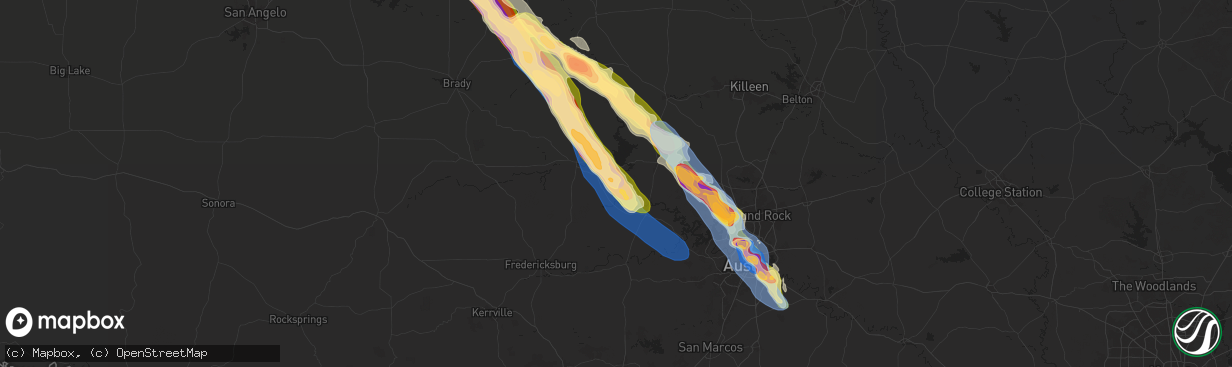Hail map in Kingsland, TX on May 28, 2025