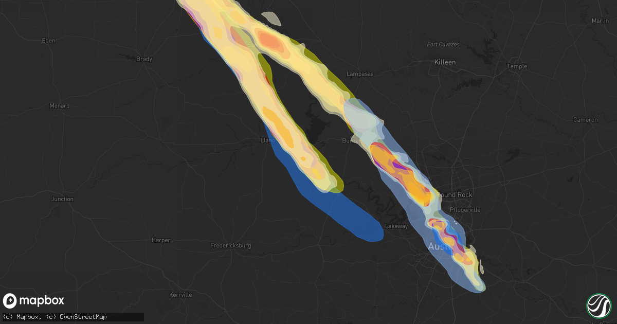 Hail map in Kingsland, TX on May 28, 2025