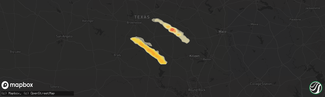 Hail map in Lometa, TX on May 28, 2025