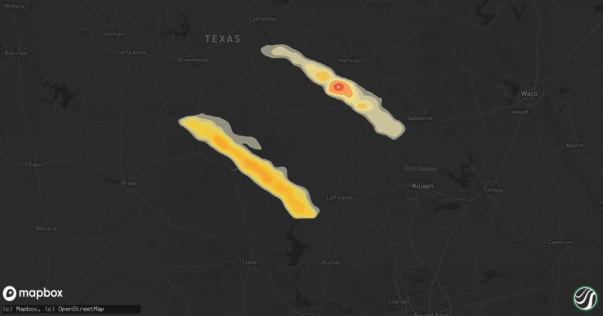 Hail map in Lometa, TX on May 28, 2025