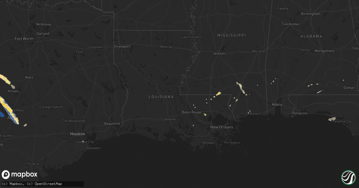 Hail map in Louisiana on May 28, 2025
