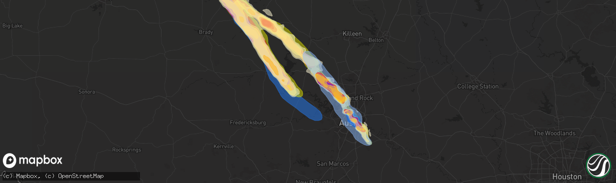 Hail map in Marble Falls, TX on May 28, 2025