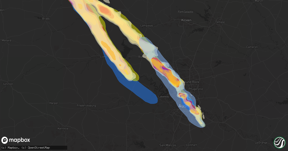 Hail map in Marble Falls, TX on May 28, 2025
