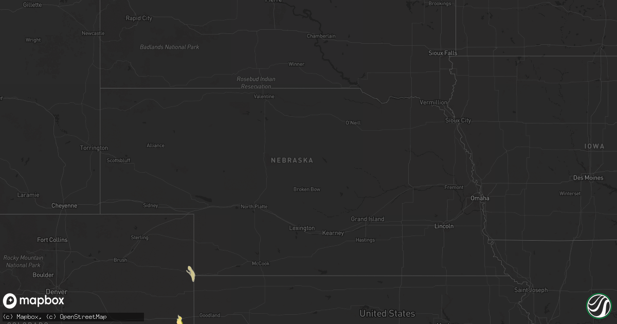 Hail map in Nebraska on May 28, 2025