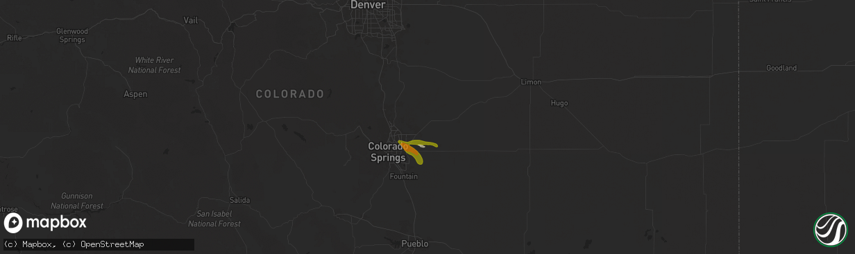 Hail map in Peyton, CO on May 28, 2025