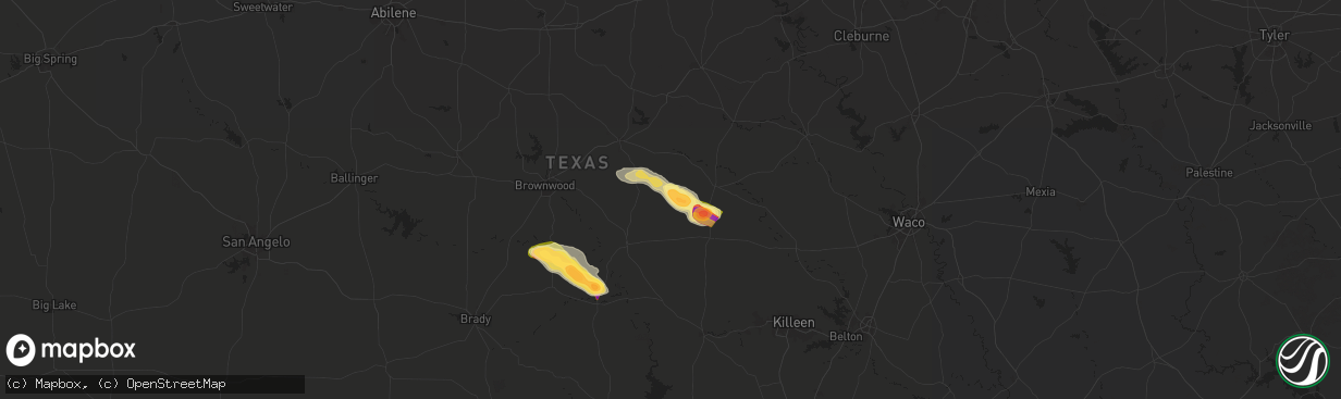 Hail map in Pottsville, TX on May 28, 2025