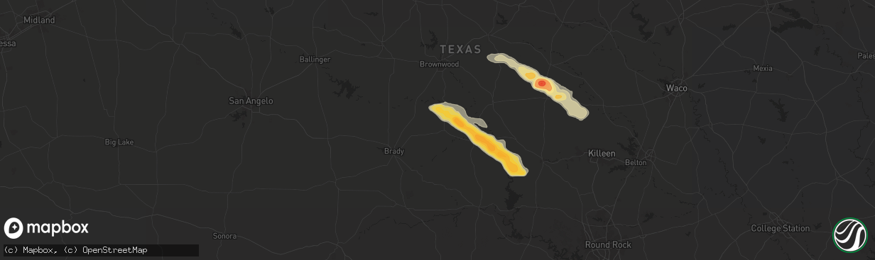 Hail map in Richland Springs, TX on May 28, 2025