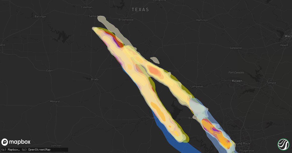 Hail map in San Saba, TX on May 28, 2025