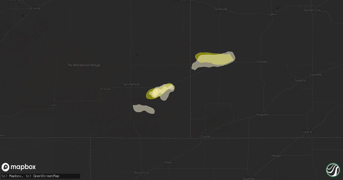 Hail map in Walsh, CO on May 28, 2025