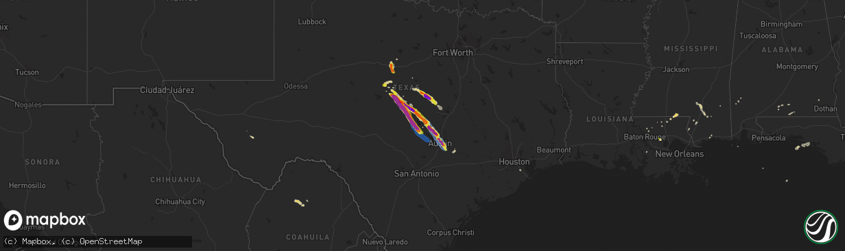 Hail map on May 28, 2025