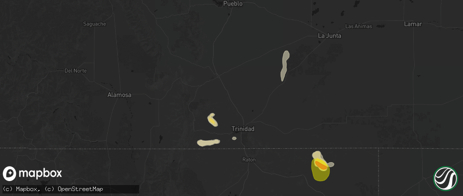 Hail map in Aguilar, CO on May 28, 2026