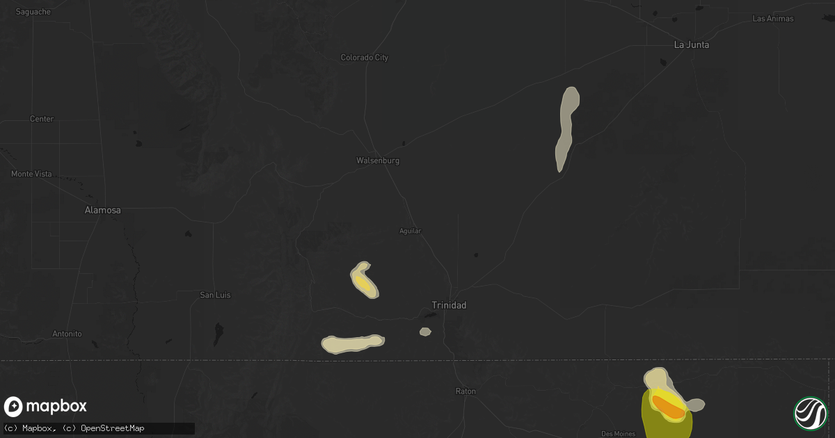 Hail map in Aguilar, CO on May 28, 2026