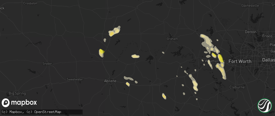 Hail map in Albany, TX on May 28, 2026