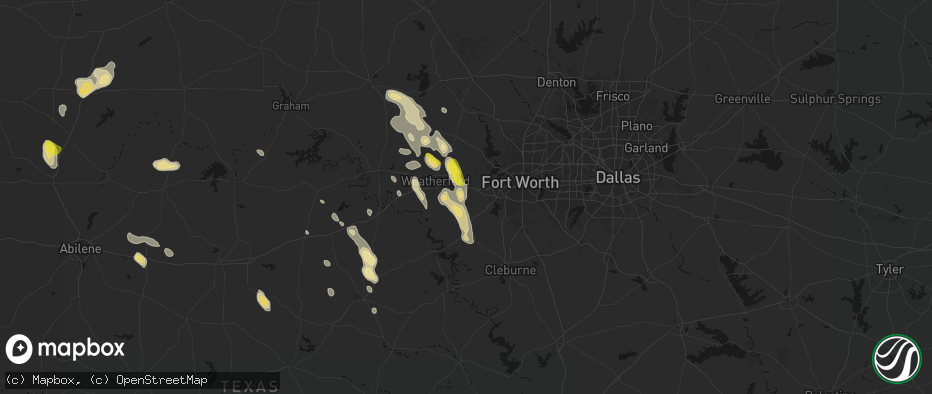 Hail map in Aledo, TX on May 28, 2026