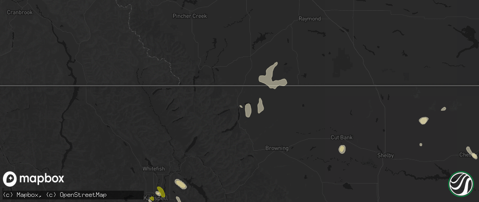 Hail map in Babb, MT on May 28, 2026
