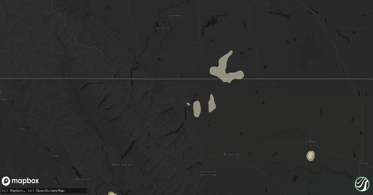Hail map in Babb, MT on May 28, 2026