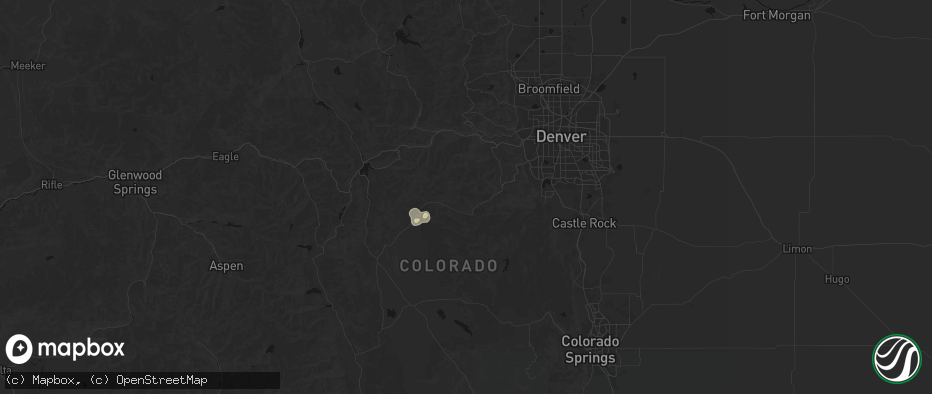 Hail map in Bailey, CO on May 28, 2026