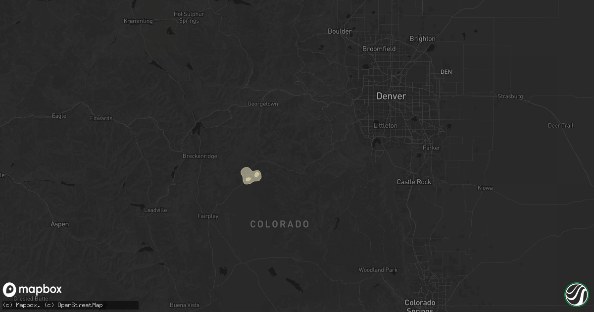 Hail map in Bailey, CO on May 28, 2026