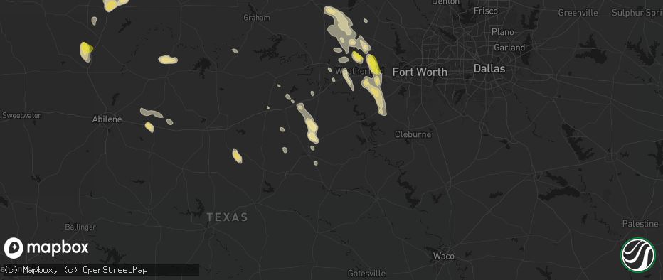 Hail map in Bluff Dale, TX on May 28, 2026