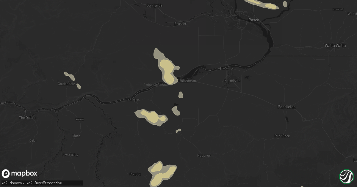 Hail map in Boardman, OR on May 28, 2026