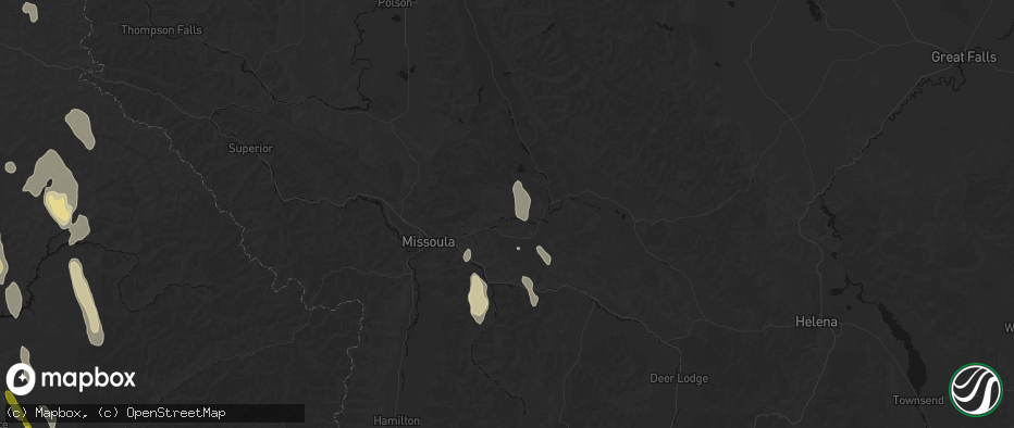 Hail map in Bonner, MT on May 28, 2026