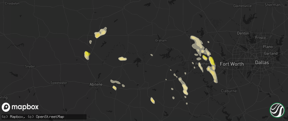 Hail map in Breckenridge, TX on May 28, 2026