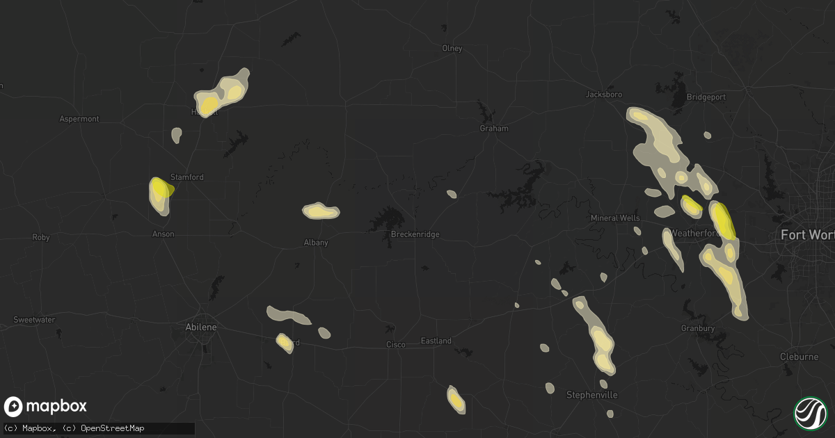 Hail map in Breckenridge, TX on May 28, 2026