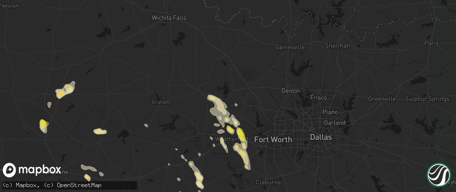 Hail map in Bridgeport, TX on May 28, 2026