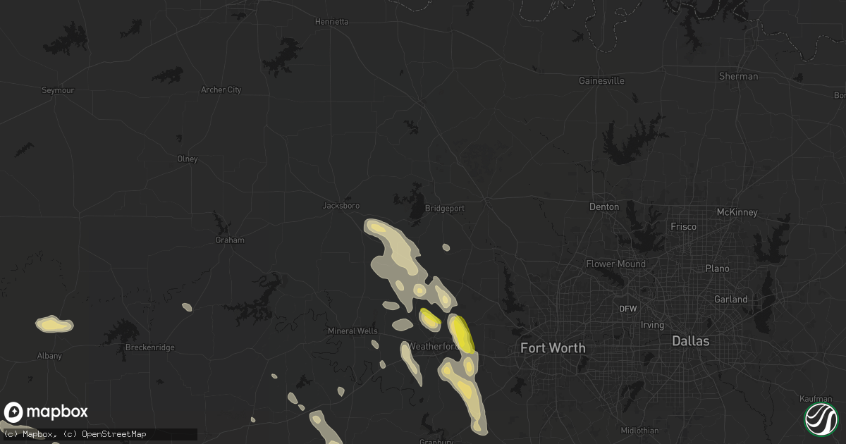 Hail map in Bridgeport, TX on May 28, 2026