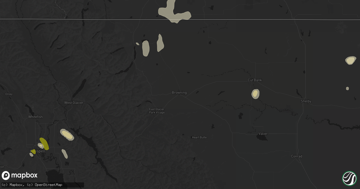 Hail map in Browning, MT on May 28, 2026