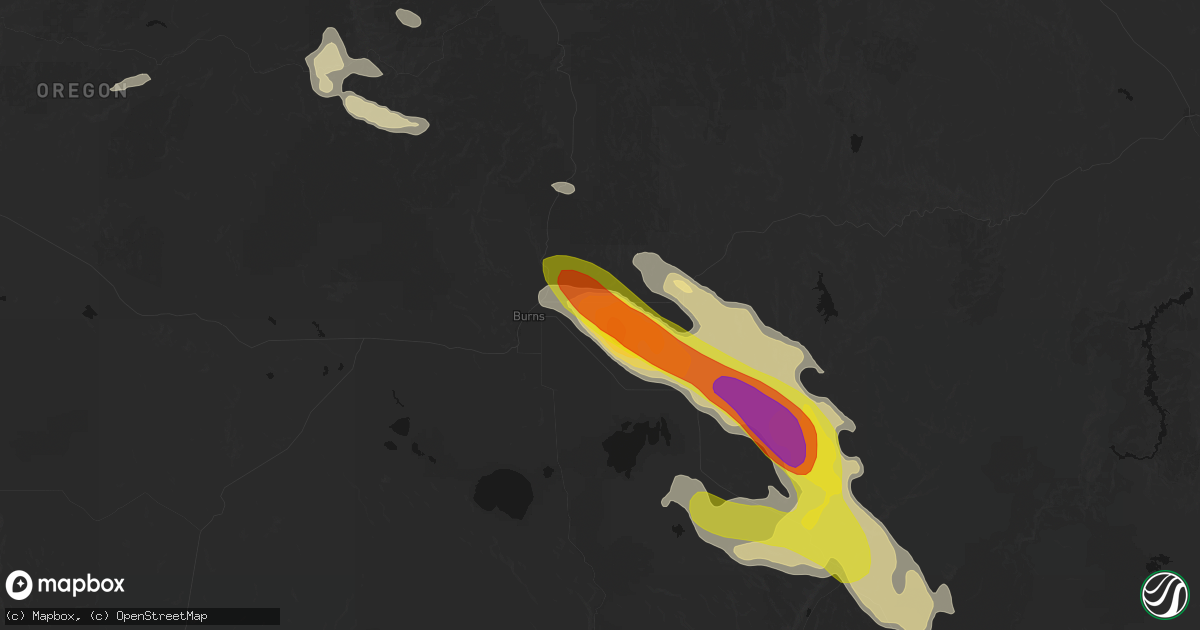 Hail map in Burns, OR on May 28, 2026