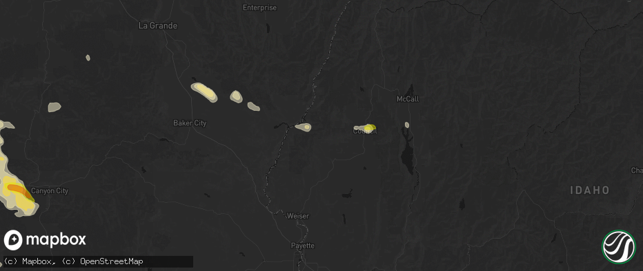Hail map in Cambridge, ID on May 28, 2026