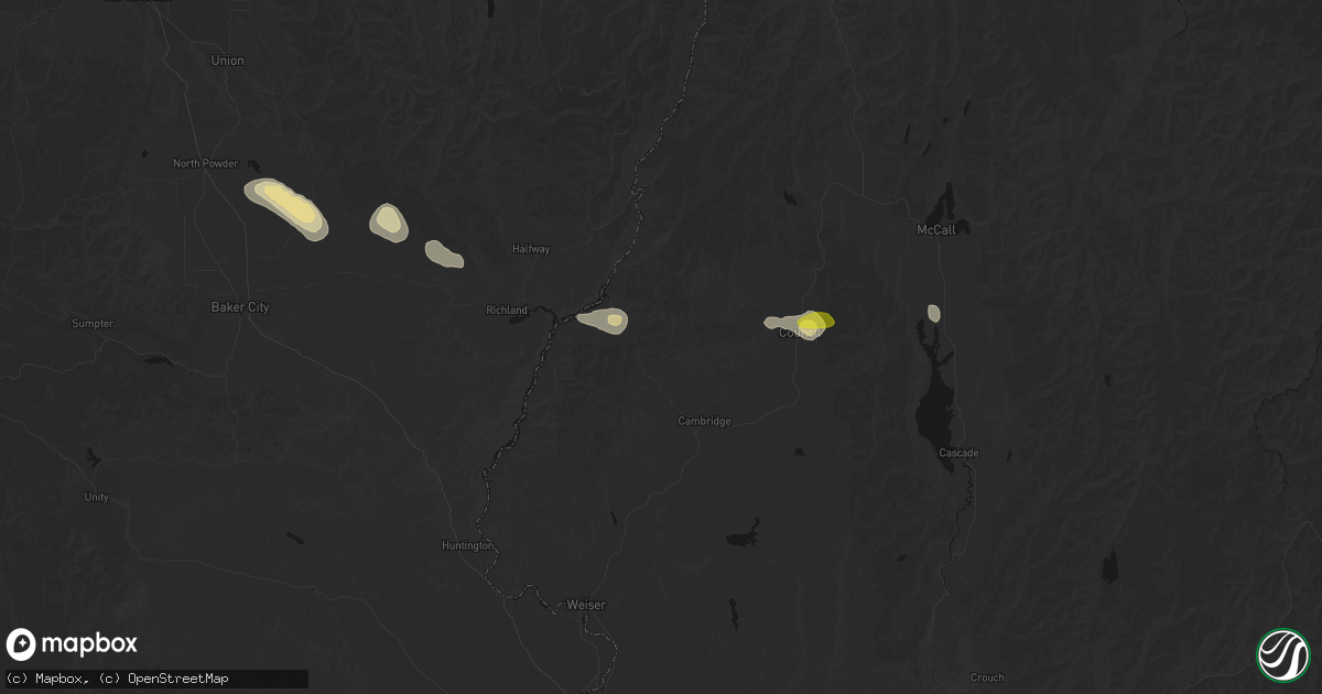 Hail map in Cambridge, ID on May 28, 2026