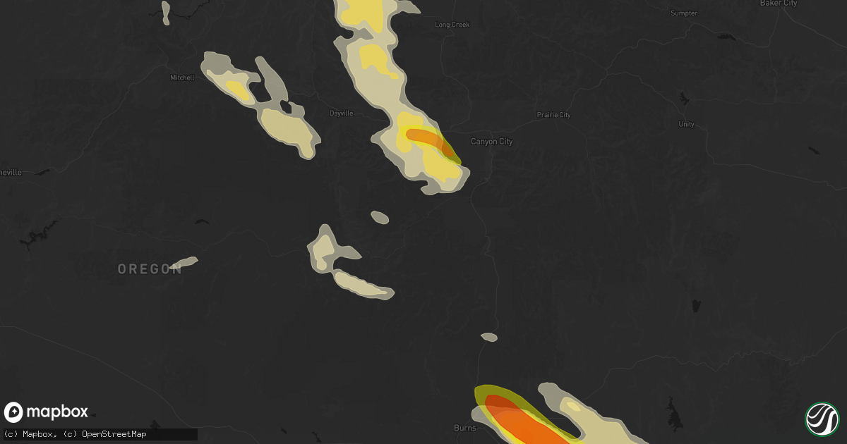 Hail map in Canyon City, OR on May 28, 2026