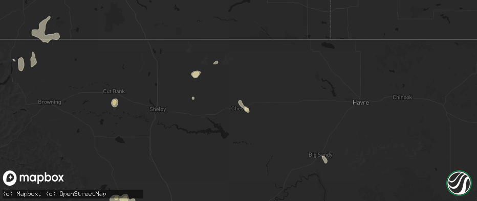 Hail map in Chester, MT on May 28, 2026