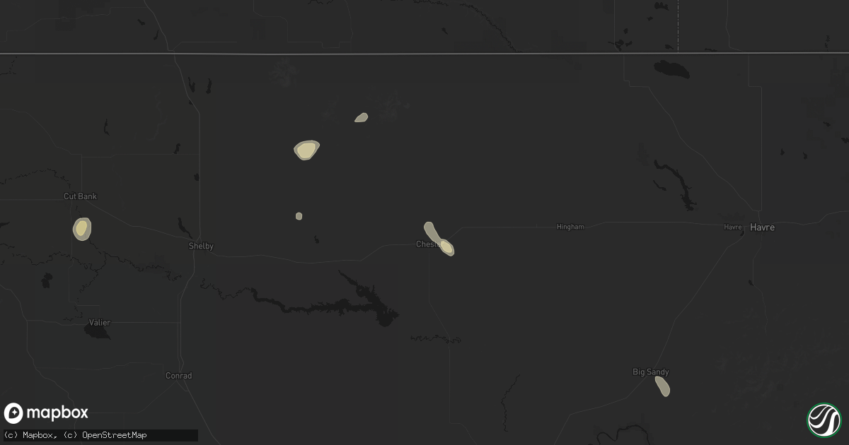 Hail map in Chester, MT on May 28, 2026