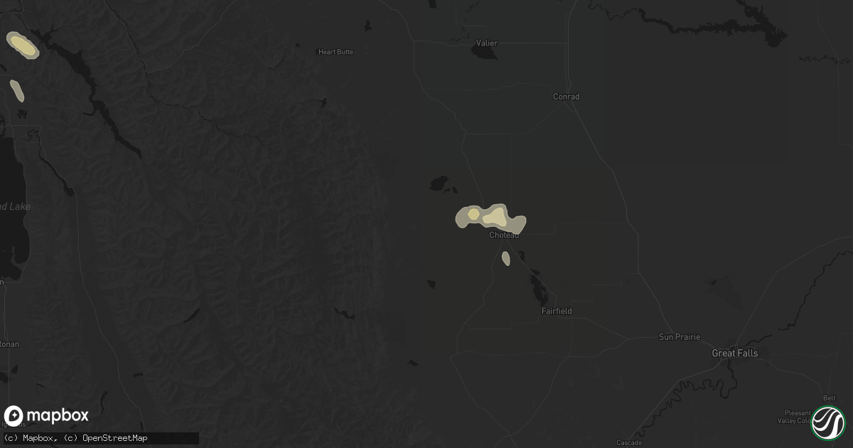 Hail map in Choteau, MT on May 28, 2026