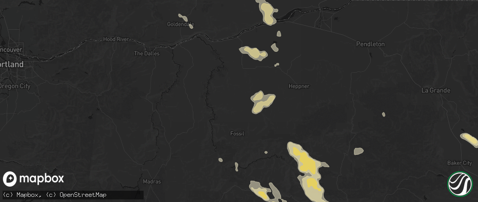 Hail map in Condon, OR on May 28, 2026
