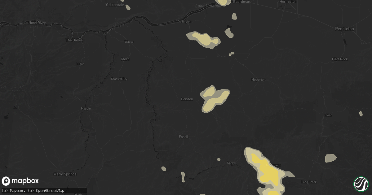 Hail map in Condon, OR on May 28, 2026