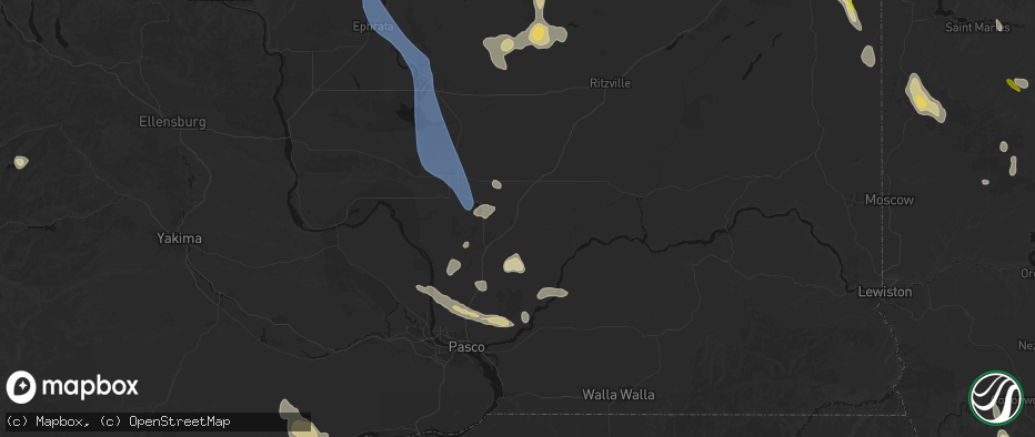 Hail map in Connell, WA on May 28, 2026
