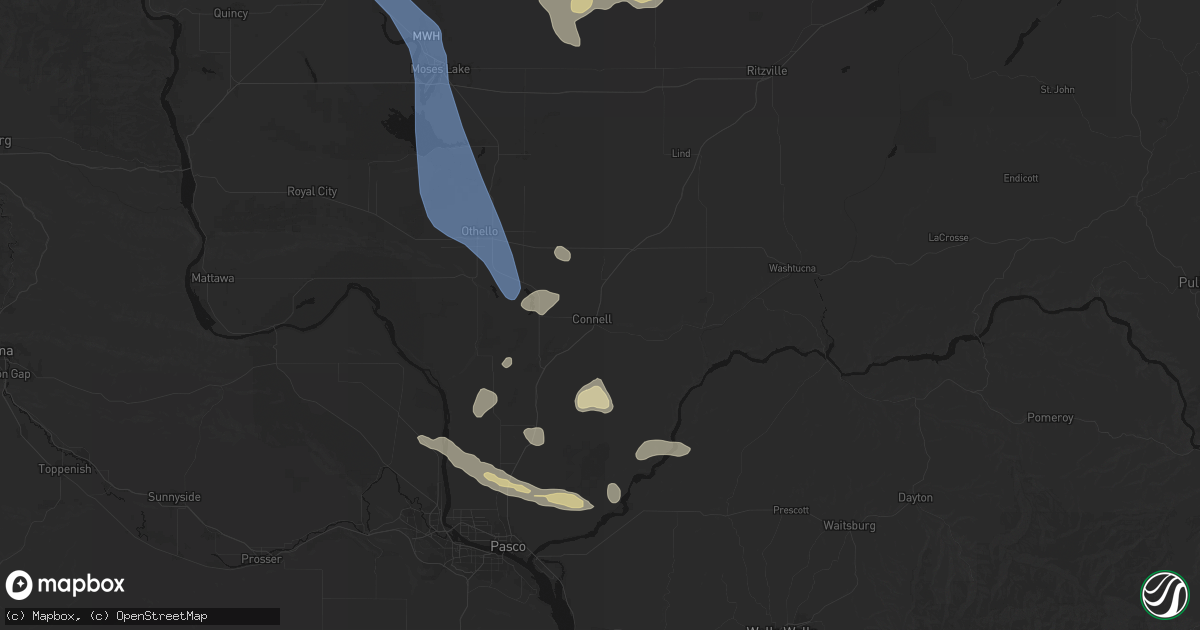 Hail map in Connell, WA on May 28, 2026