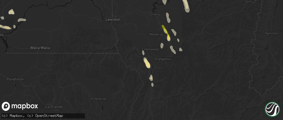 Hail map in Cottonwood, ID on May 28, 2026