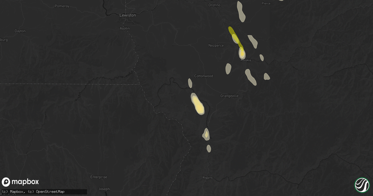 Hail map in Cottonwood, ID on May 28, 2026